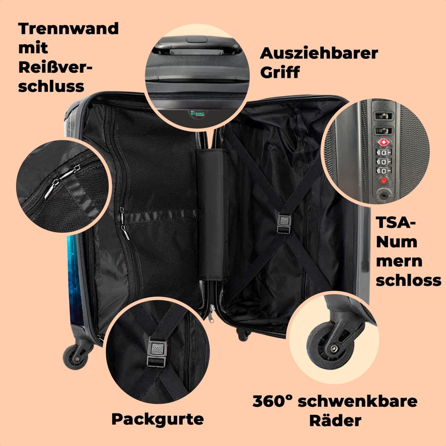 Grosser Trolley Rollkoffer mit 4 Rollen (90L)