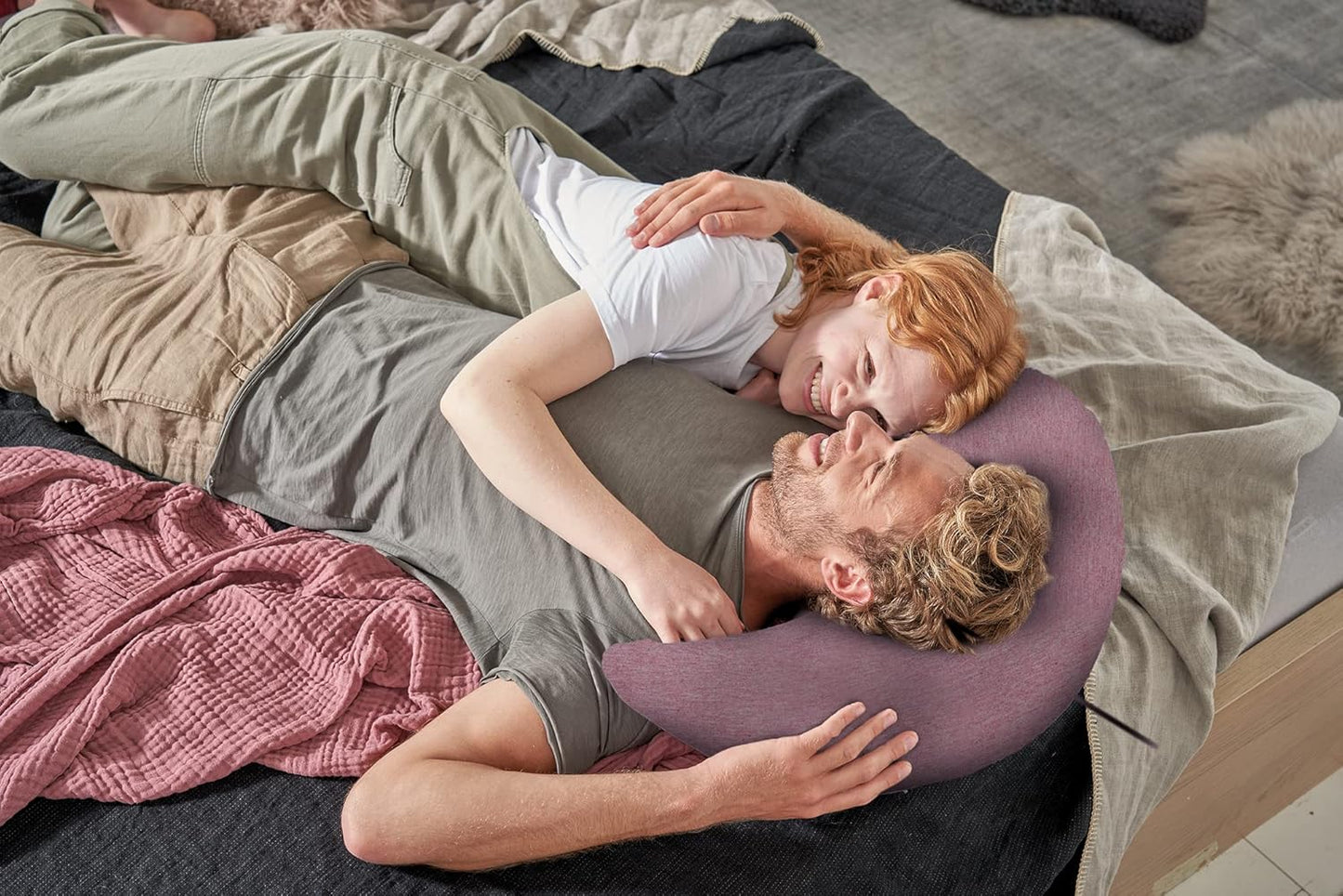 Bambusmond Still- und Kuschelkissen, Melange Mittelgrau