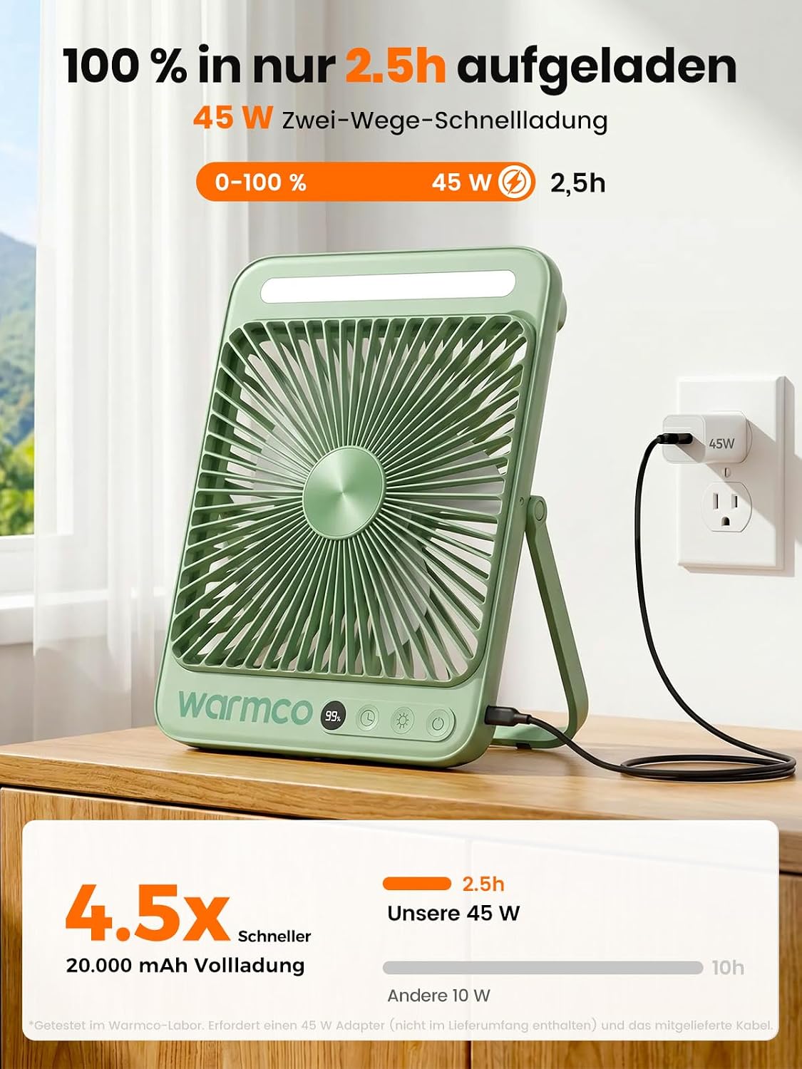Camping-Ventilator, Grün 45W