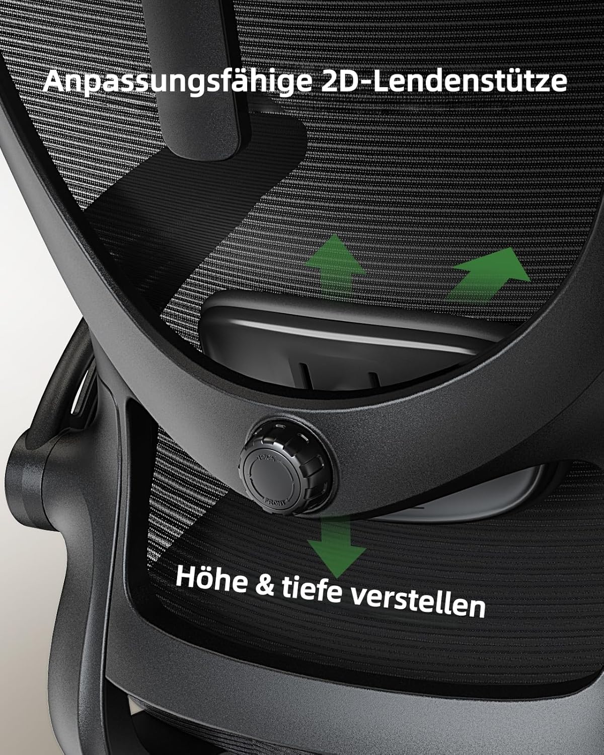 Ergonomischer Bürostuhl mit verstellbarer Lendenwirbelstütze, Dunkel