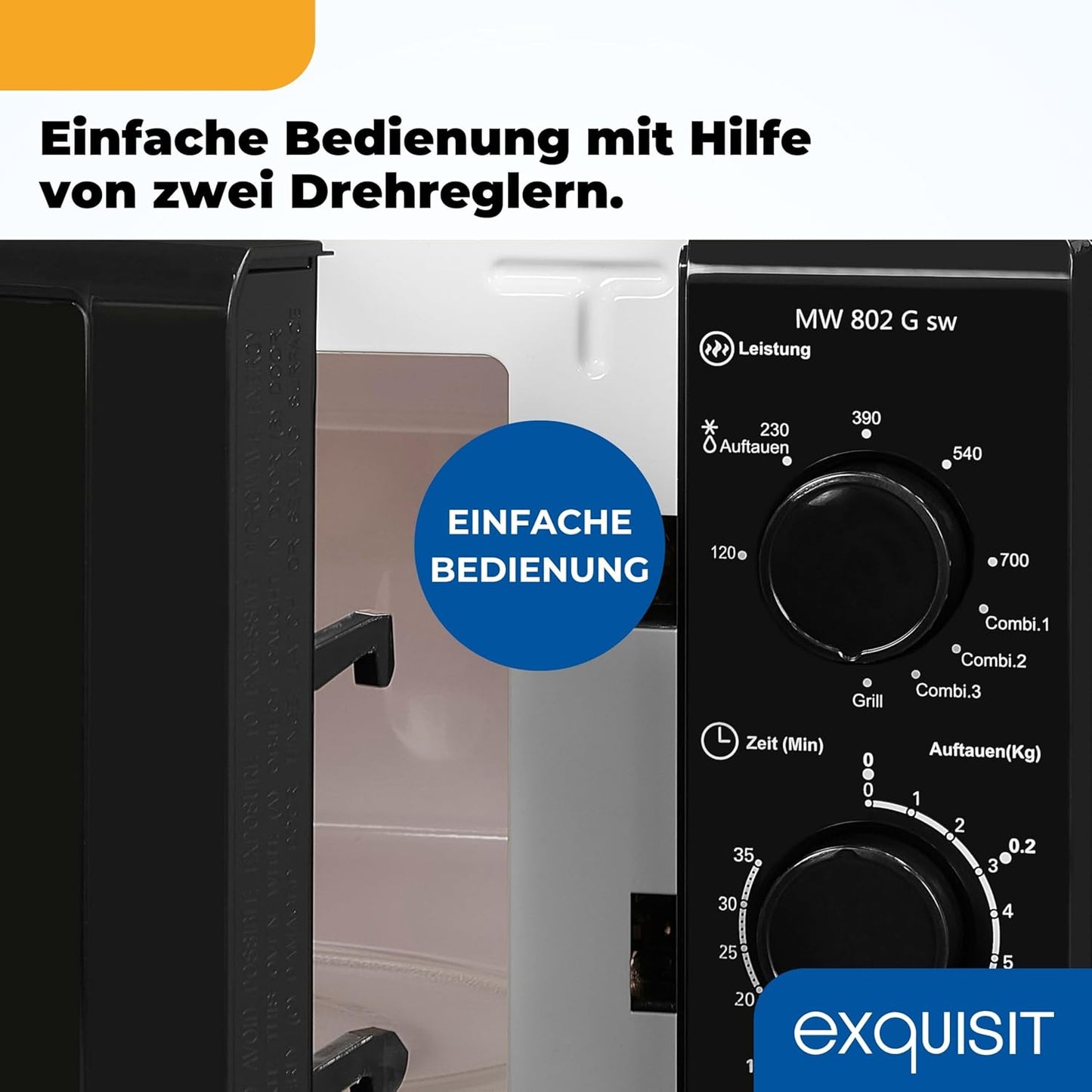 MW 802G Mikrowelle mit Grill, Schwarz