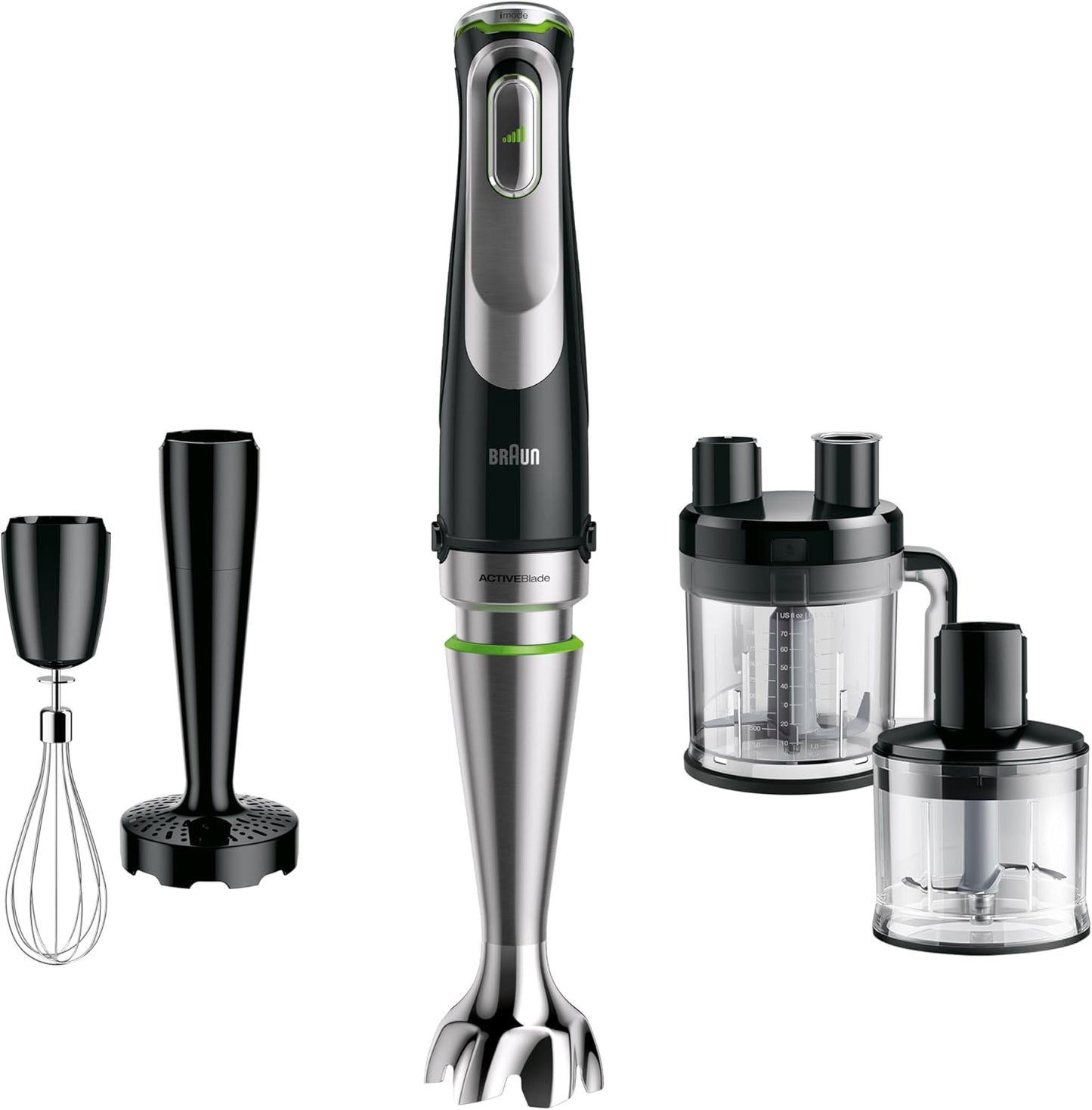 MultiQuick 9 Stabmixer, 5-in-1 inkl. Küchenmaschinen-Aufsatz Single
