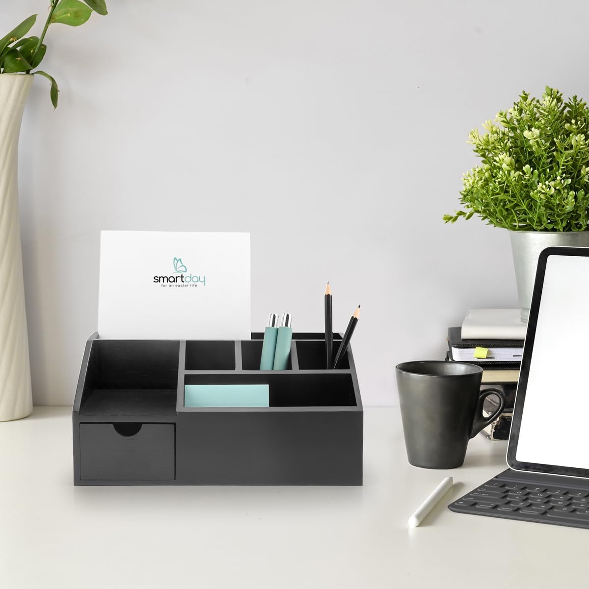Schreibtisch-Organizer mit Schublade, Schwarz