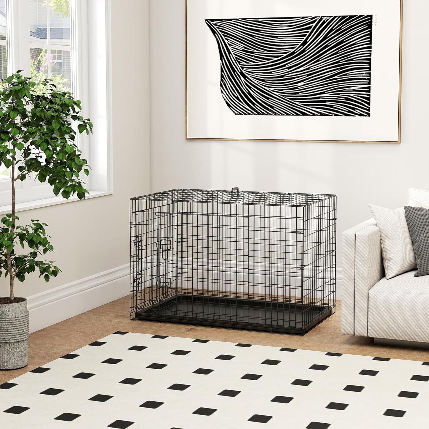 Hundetransportkäfig mit 2 Türen, schwarz L 92 x B 57 x H 63 cm