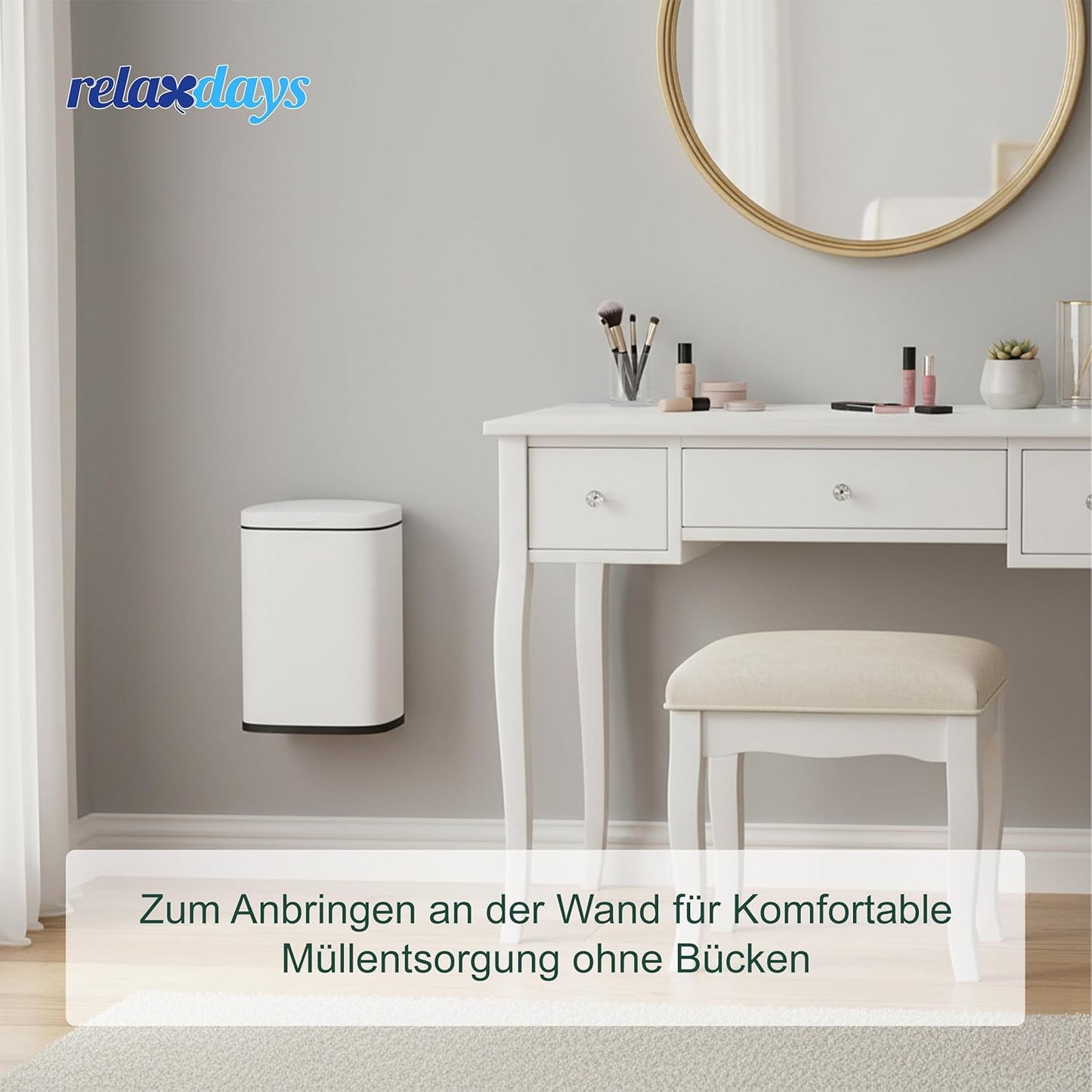 Kosmetikeimer zur Wandmontage, Weiß