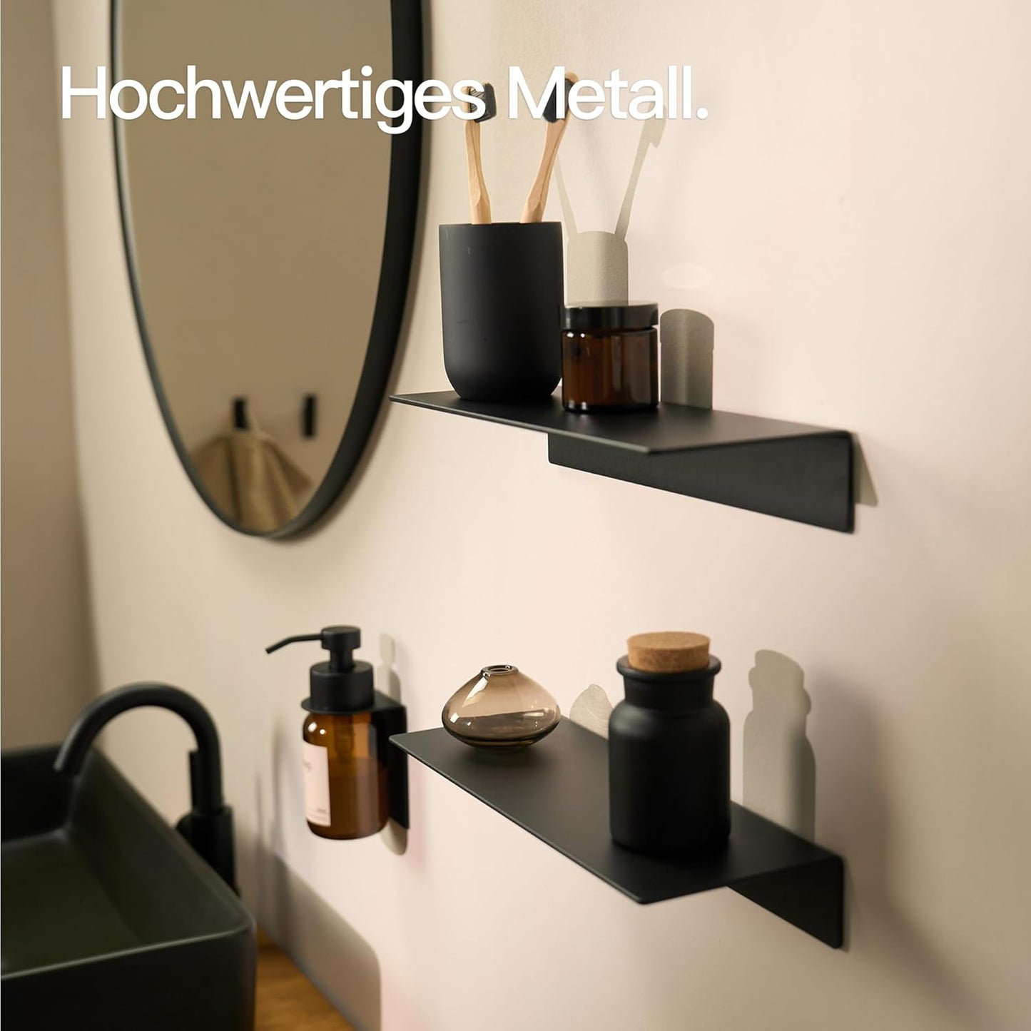 Selbstklebendes Duschregal, Schwarz 30 cm