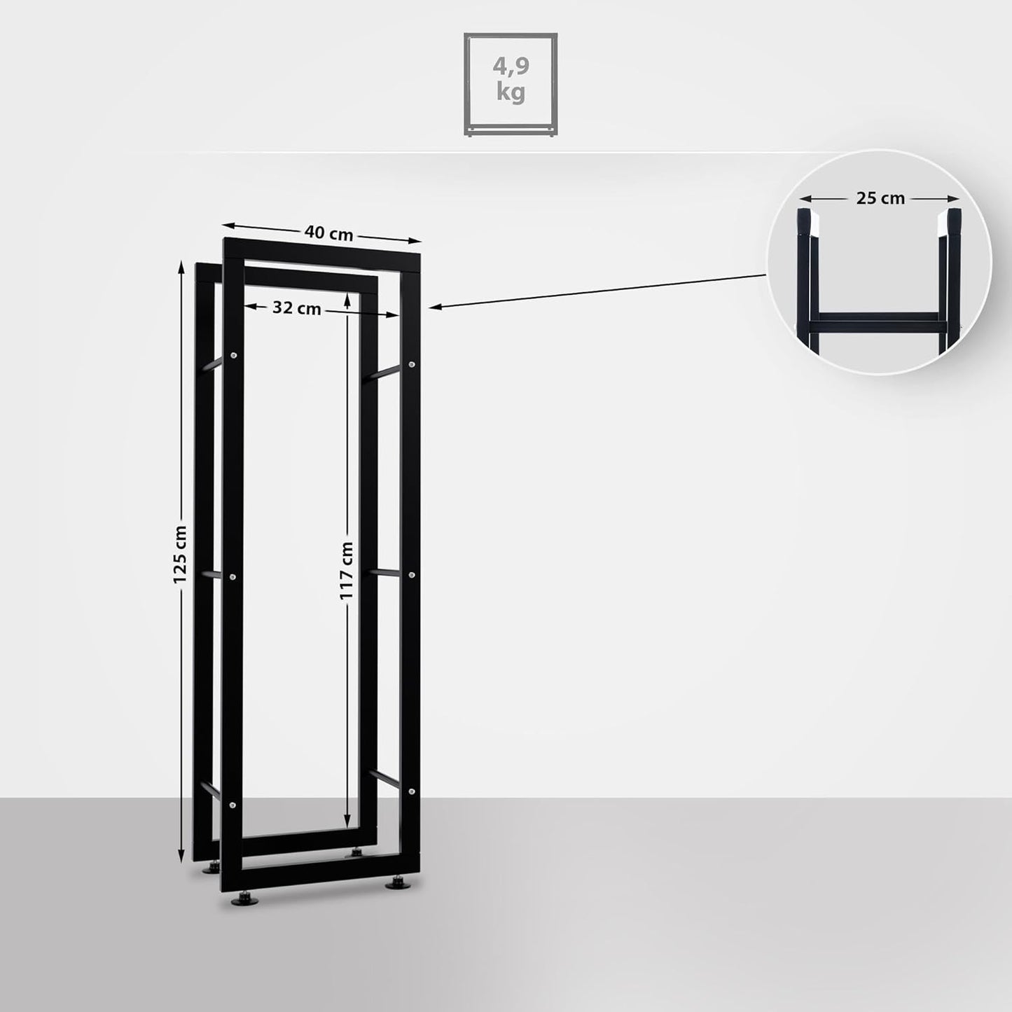 Kaminholzständer Keri V2, 25x40x125 cm