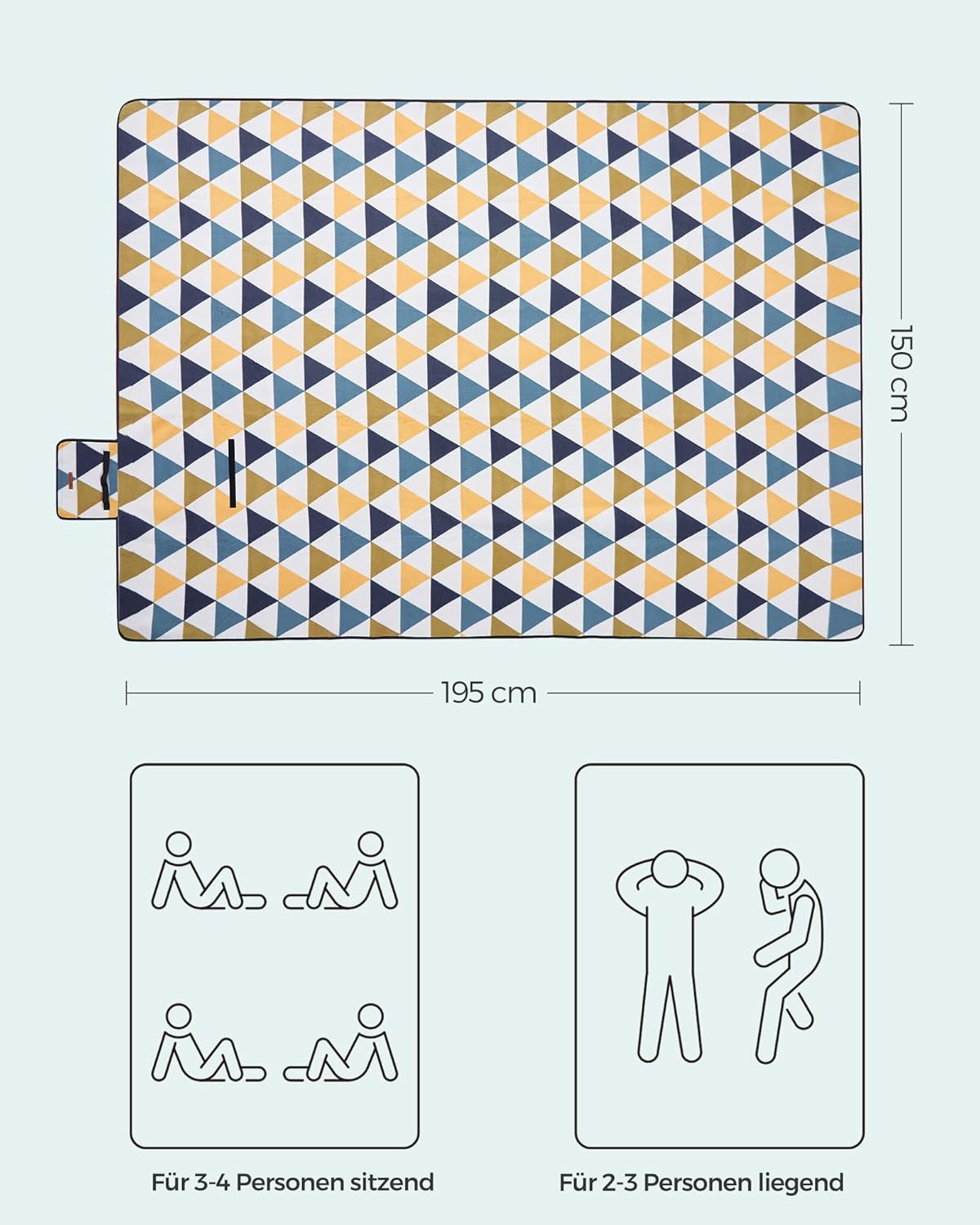 Picknickdecke 200 x 150 cm, 25 x 200 cm (Rechteckig)
