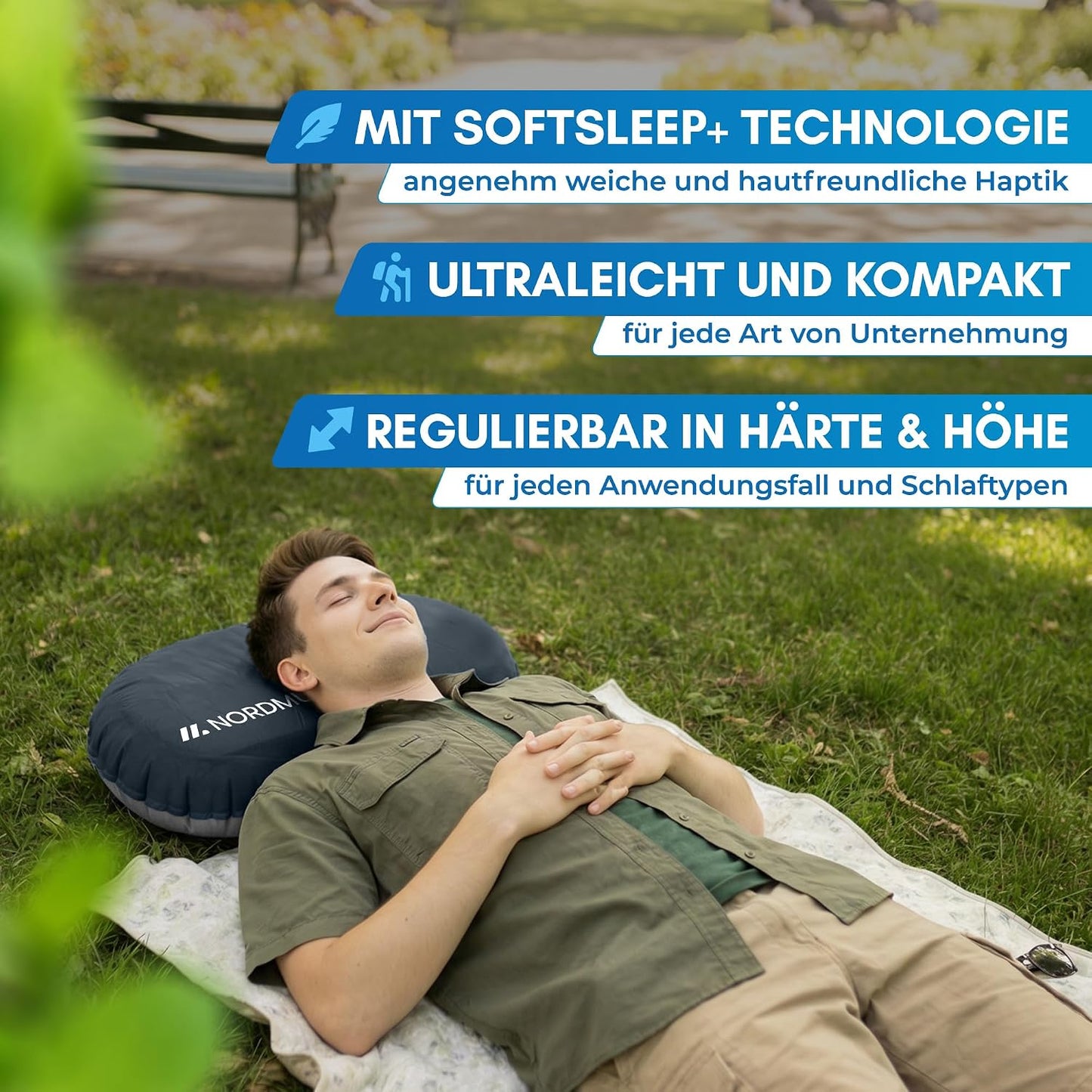 Aufblasbares Camping-Reisekissen, Schwarz