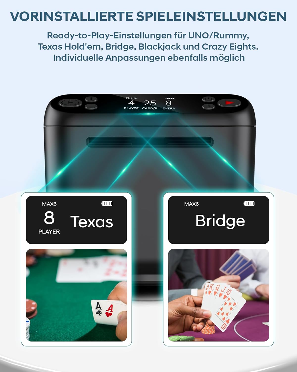 Automatischer Kartenausteiler für Poker & Blackjack, Schwarz