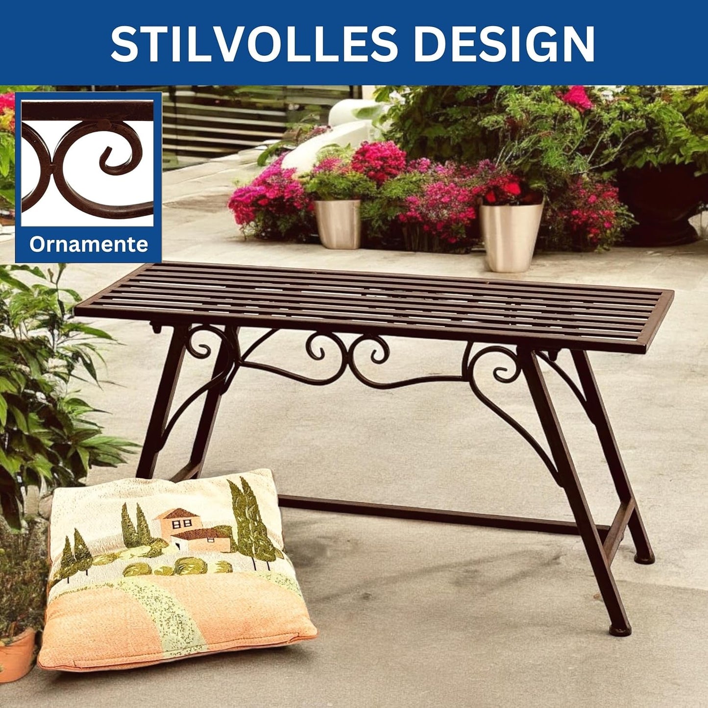 Wetterfeste Antik-Design Gartenbank Cucciu S, 83 cm x 27 cm x 45 cm