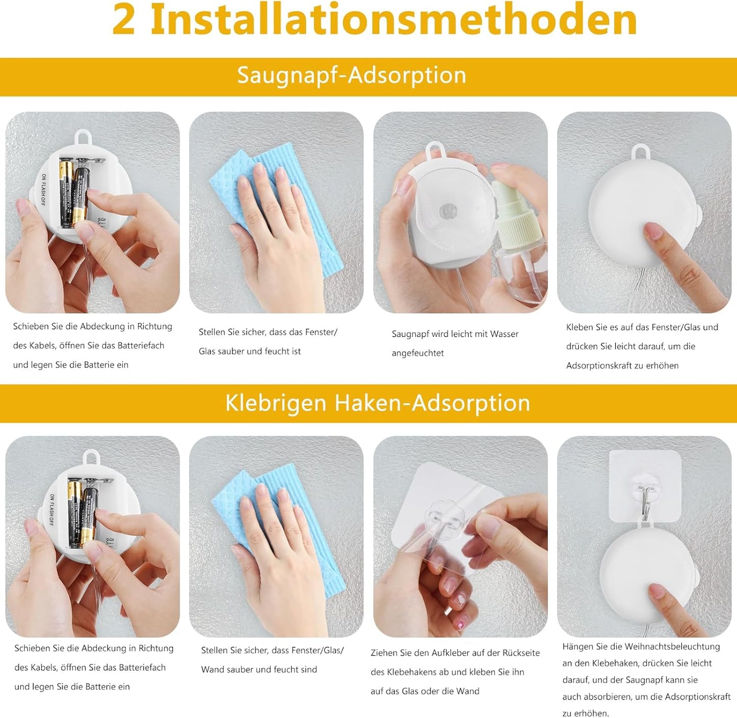 2 Stück LED Sterne Weihnachtsbeleuchtung mit Timer, Warmweiss - Sterne 2 Stück