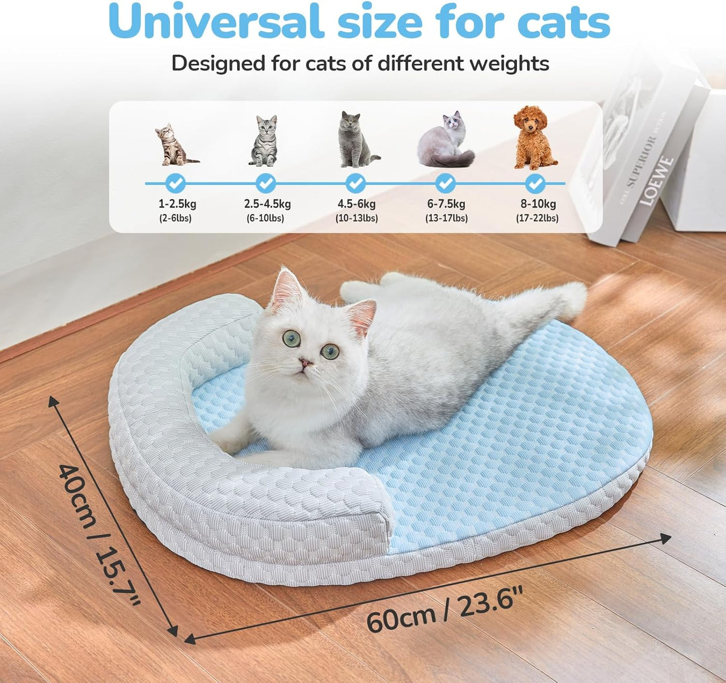 Katzenkühlbett mit U-förmigem Kopfkissen, Style A medium
