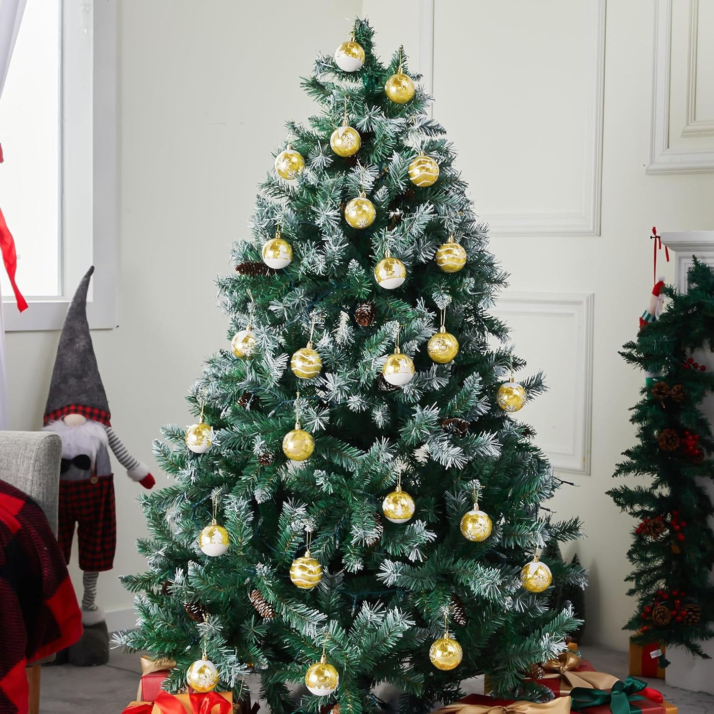 Weihnachtskugel-Ornament-Set, bruchsicher, Gold 24