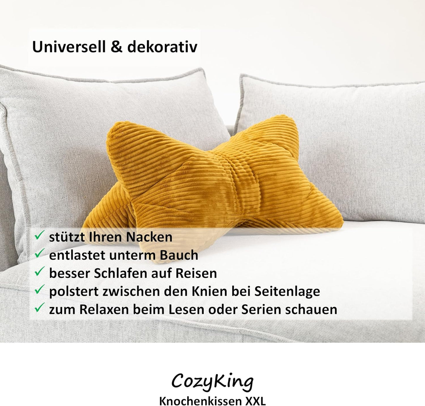 Waschbares Leseknochen, Xxl Cord Gold