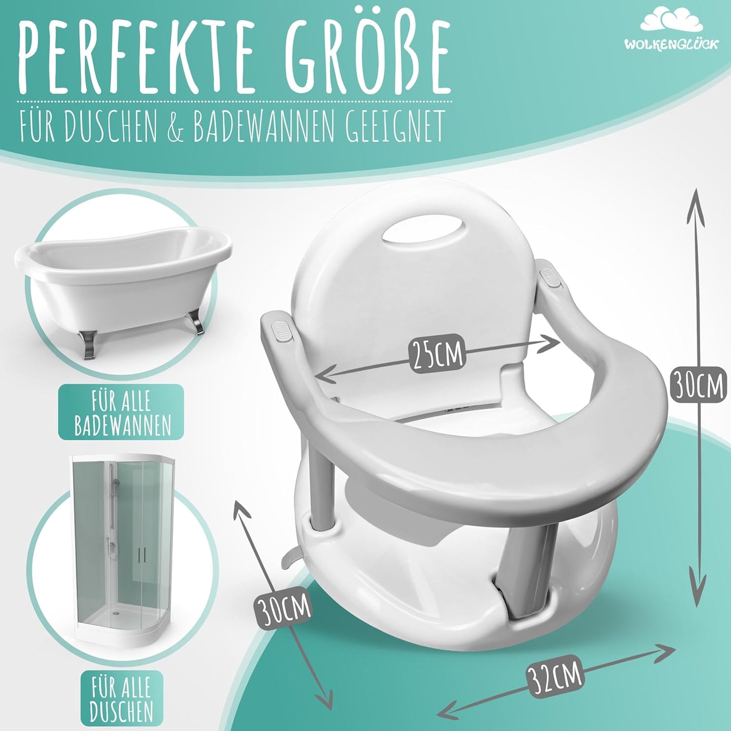 Ergonomischer Anti-Rutsch-Badesitz für Babys ab 6 Monaten