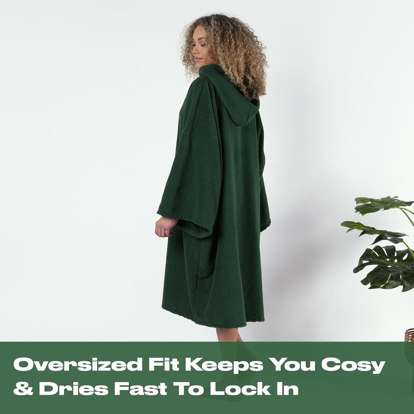 Handtuch-Poncho mit Kapuze, Einheitsgrösse Waldgrün