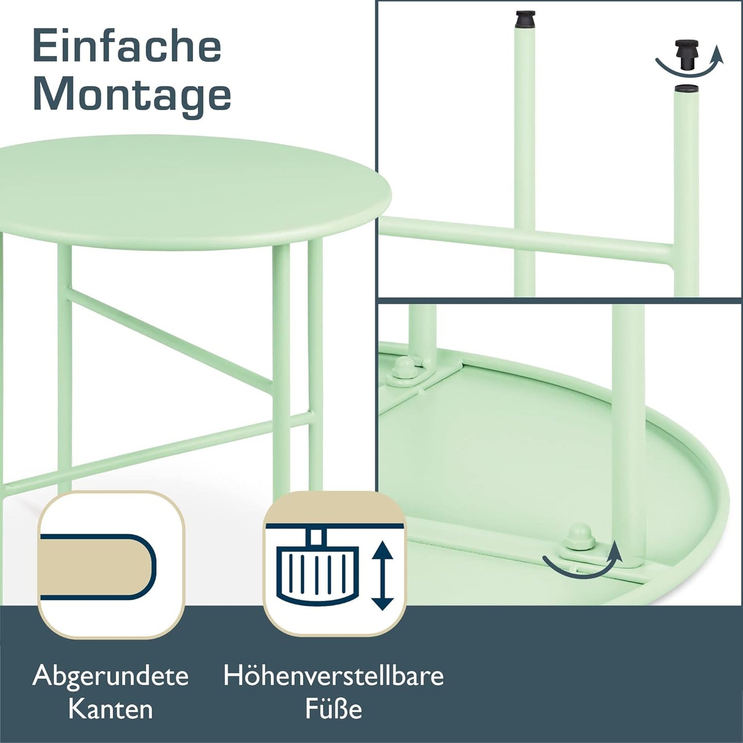 Runder Beistelltisch, Tischplatte: Ø 44cm - Höhe: 46cm Mint