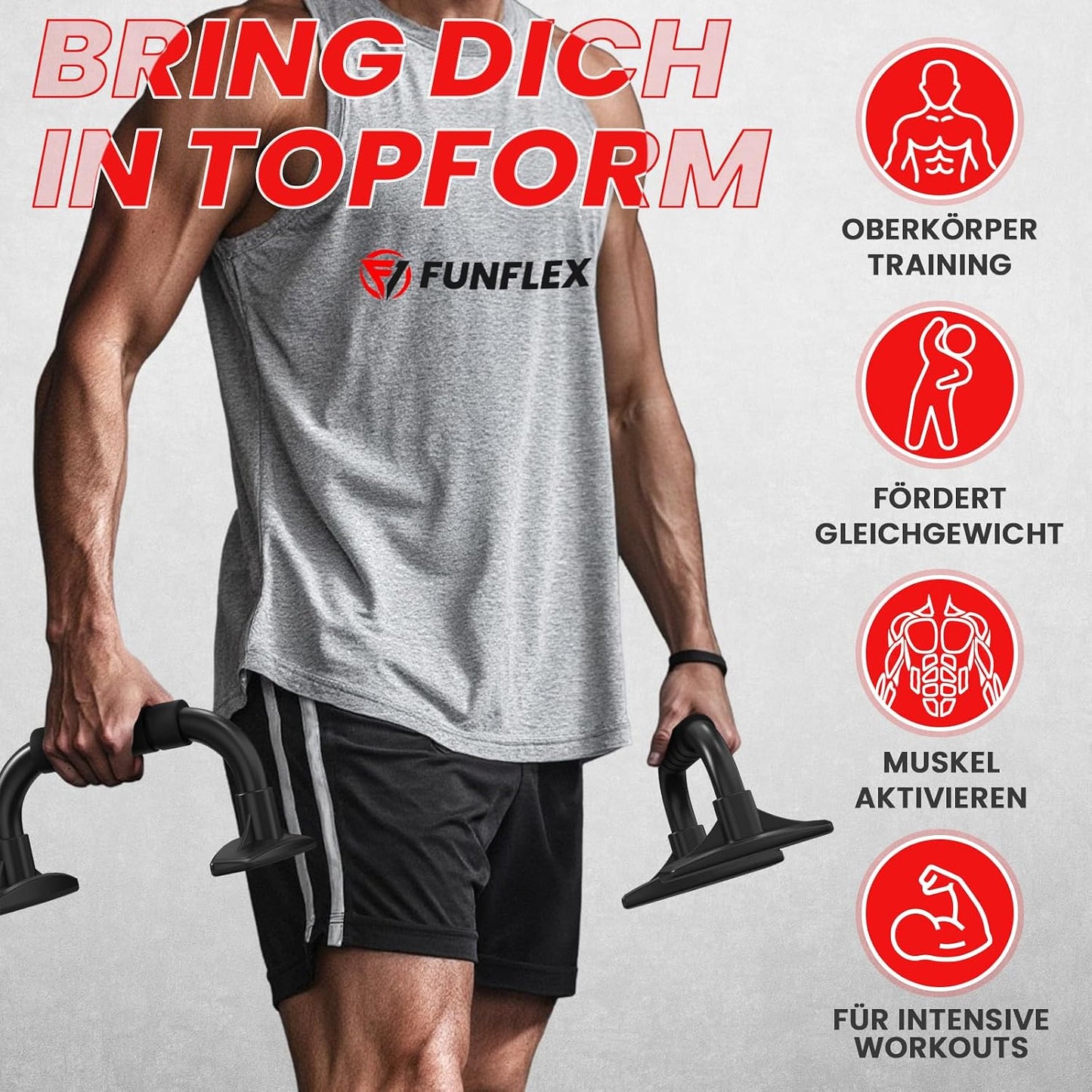 Push-up Bars mit rutschfestem Griff -Liegestützgriffe, Schwarz