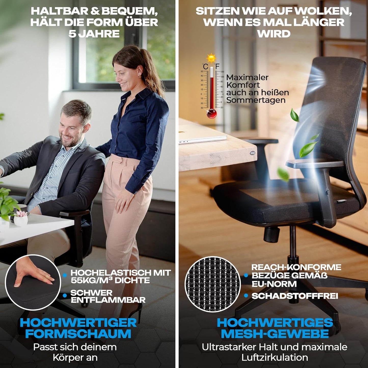 Ergonomischer Bürostuhl M2, M2 Armstütze (Schwarz)