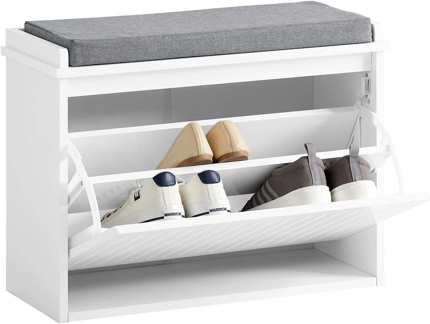 Schuhbank mit Sitzkissen, Kurze Sitzbank Weiß