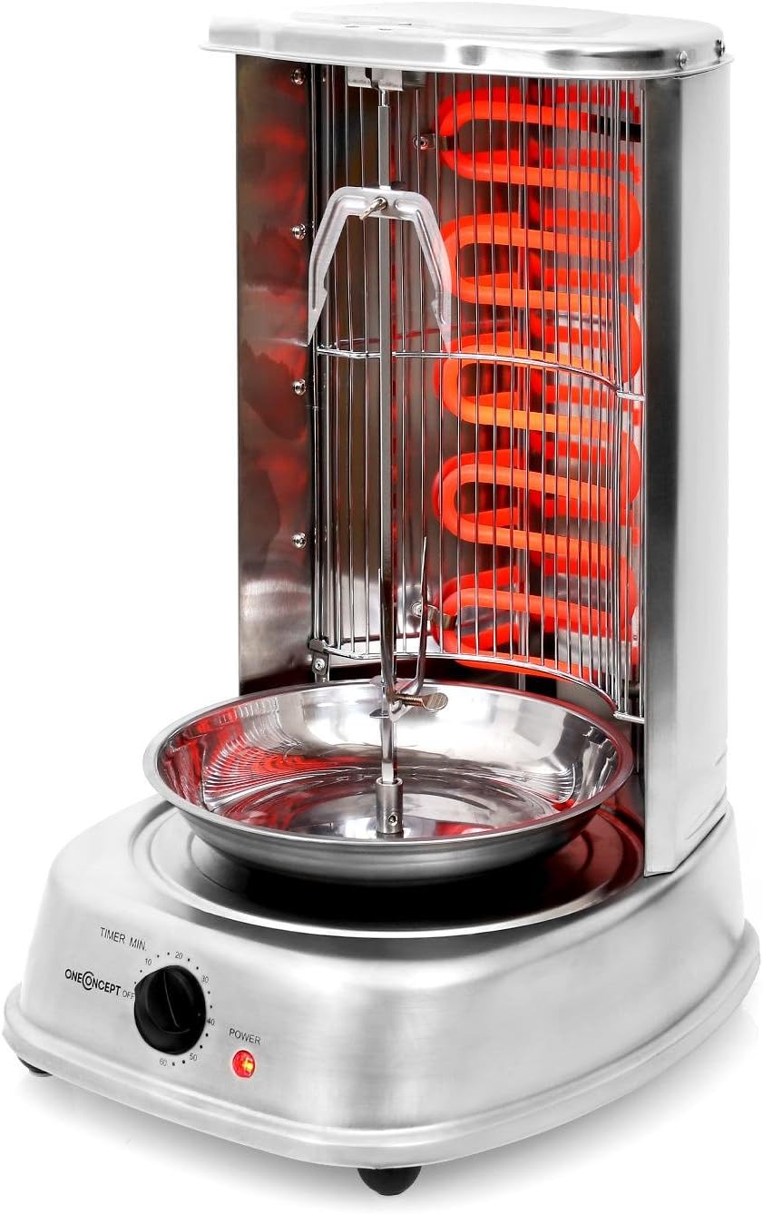 Kebap Master - Vertikalgrill mit Drehspiess, ohne Schiebetür, Silber