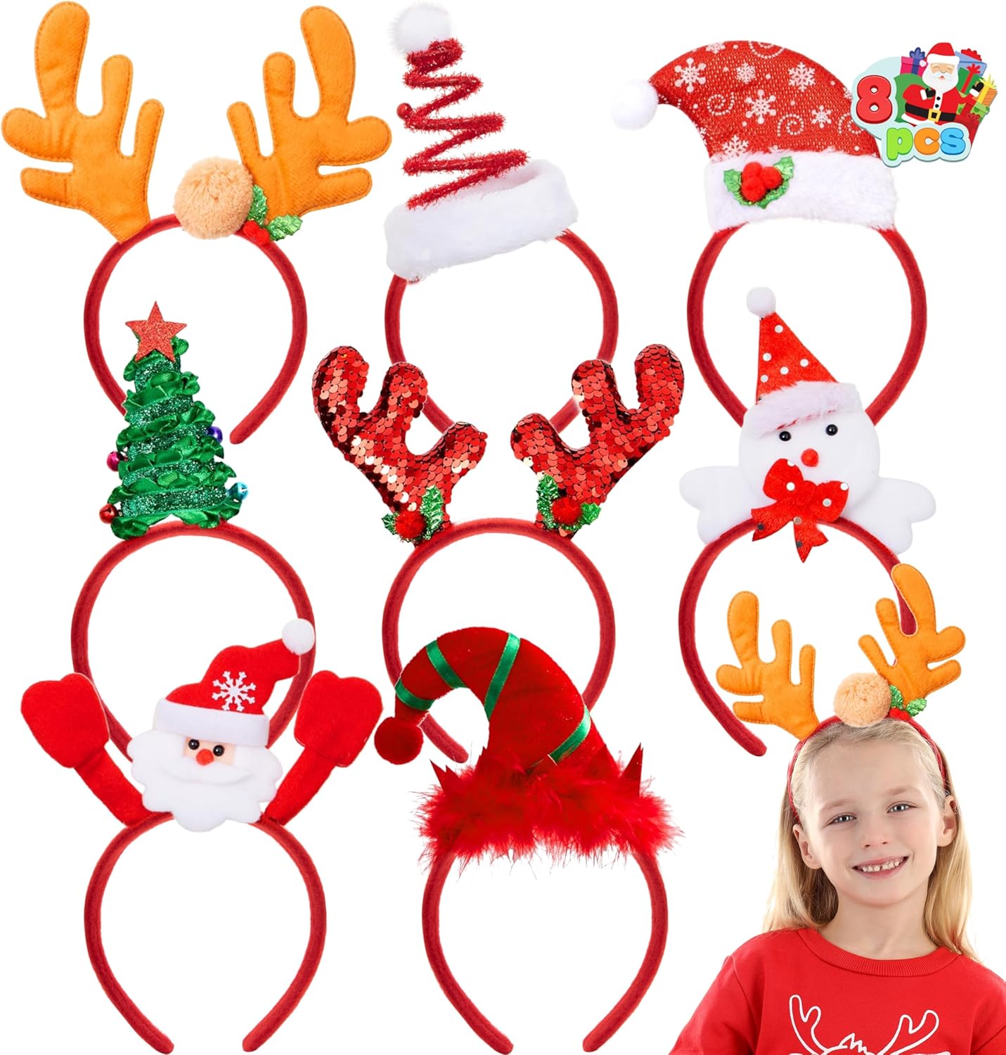 8 Stück Weihnachtshaarreife