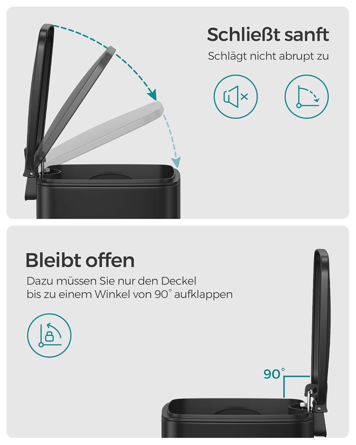 Kosmetikeimer mit Tretpedal, Schwarz 6 L