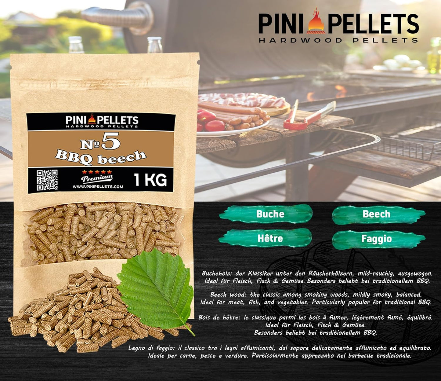 4-teiliges Naturholzpellets Set für Smoker
