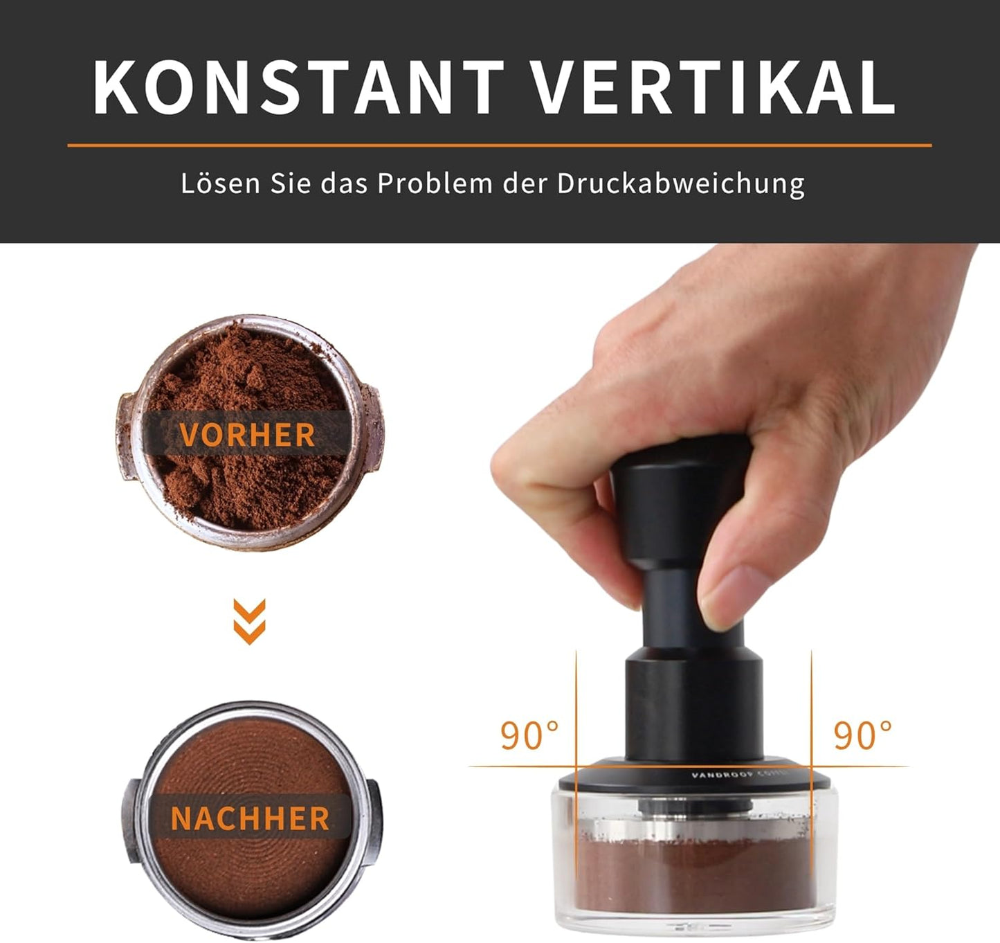 Espresso Tamper mit 4-Feder-System, 51mm