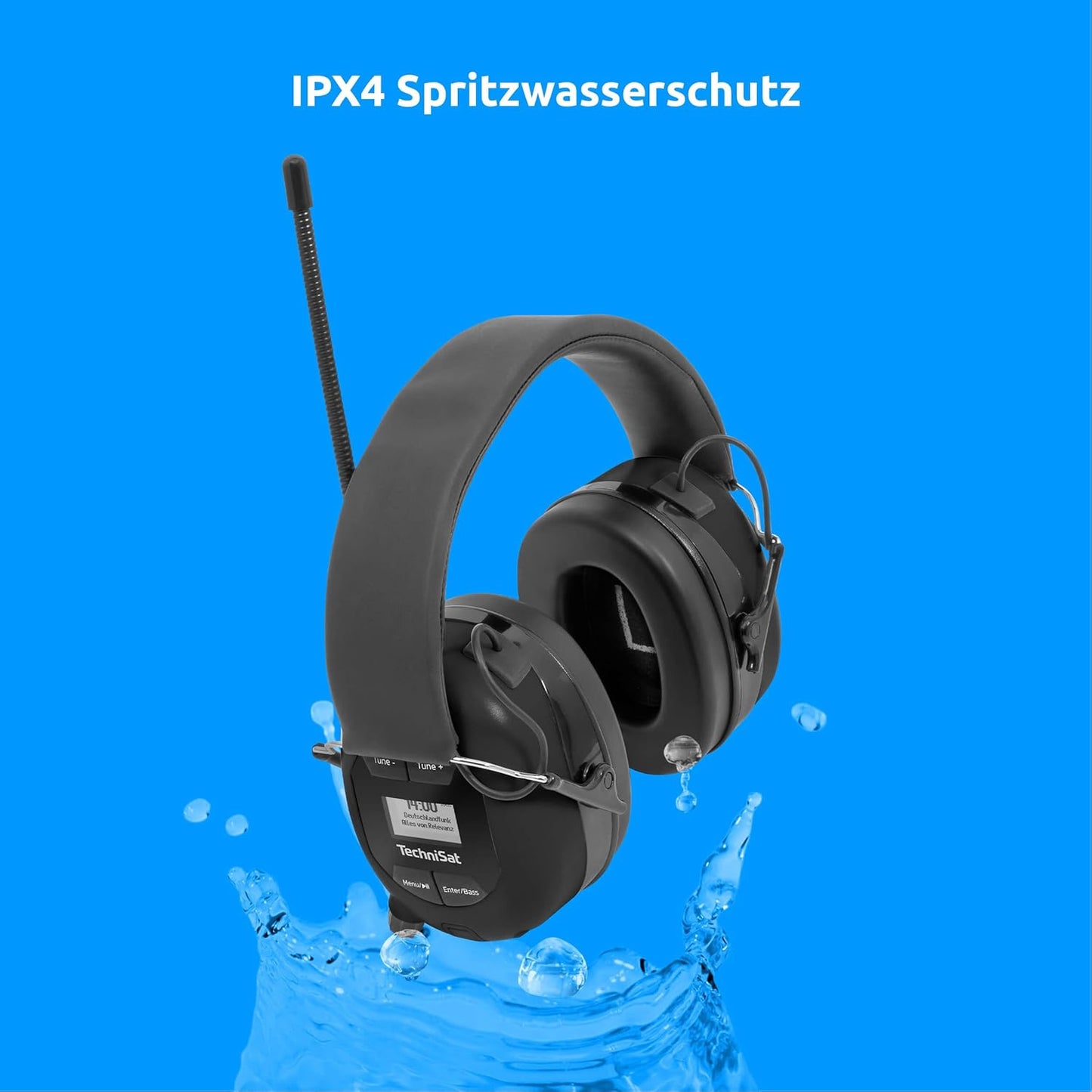 Kabelloser DAB+ Bluetooth-Kopfhörer mit Mikrofon, Schwarz