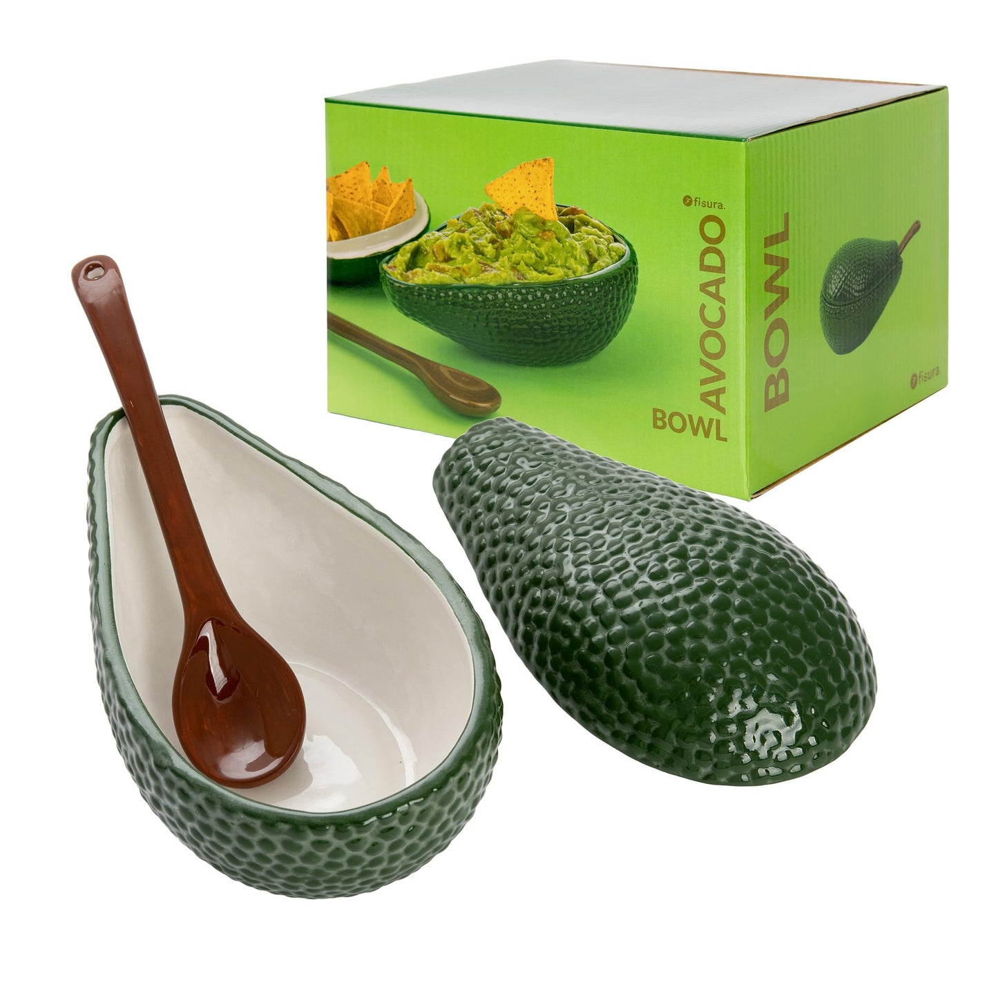 Guacamole-Schale mit Löffel, Avocado, Grün
