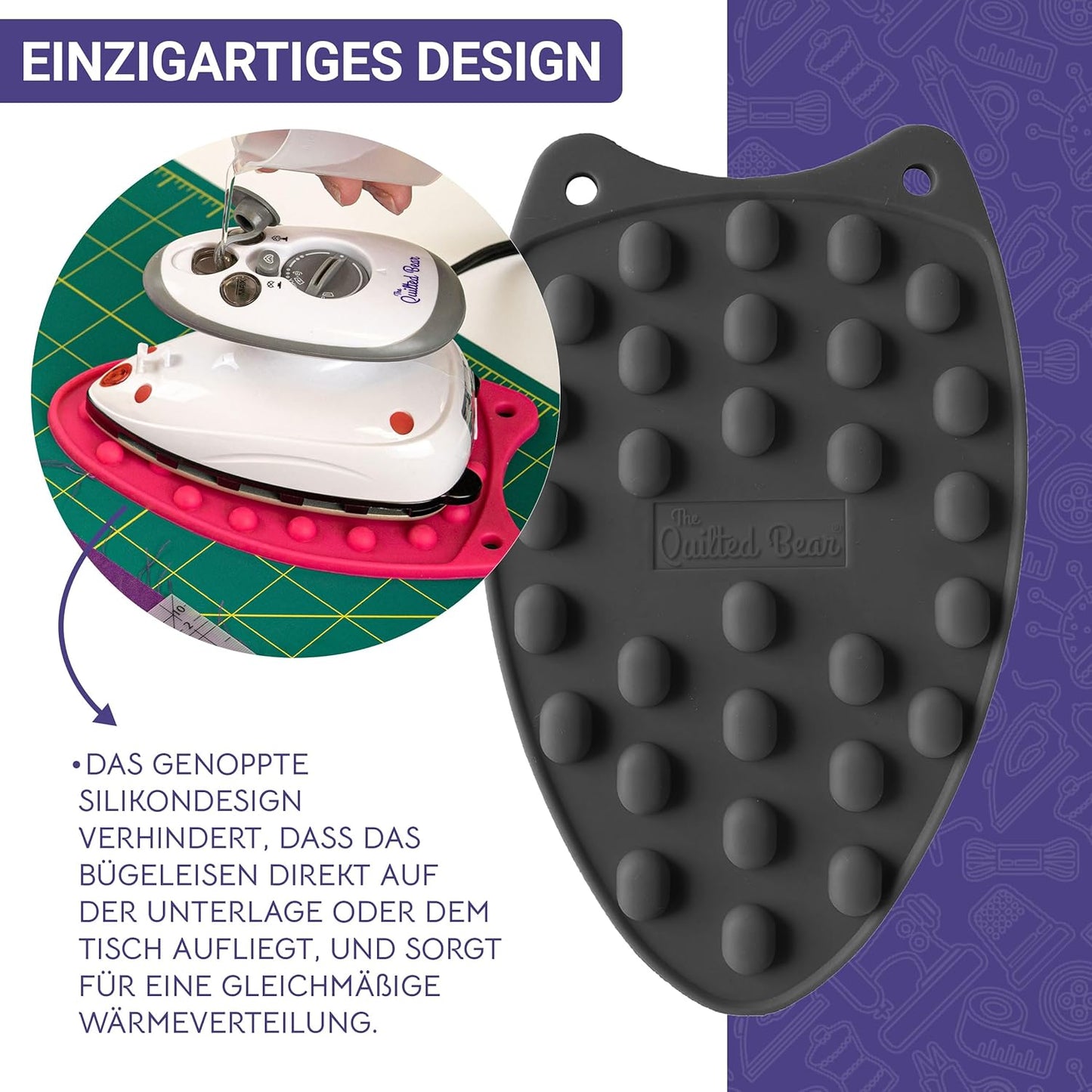 Reisebügeleisen mit Temperaturanzeige, Mini Fer - Fer, tapis et support Schwarz