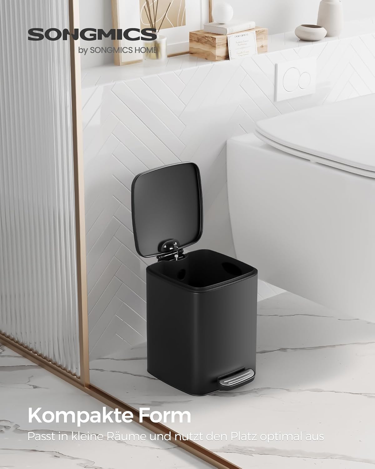 Kosmetikeimer mit Tretpedal, Schwarz 6 L