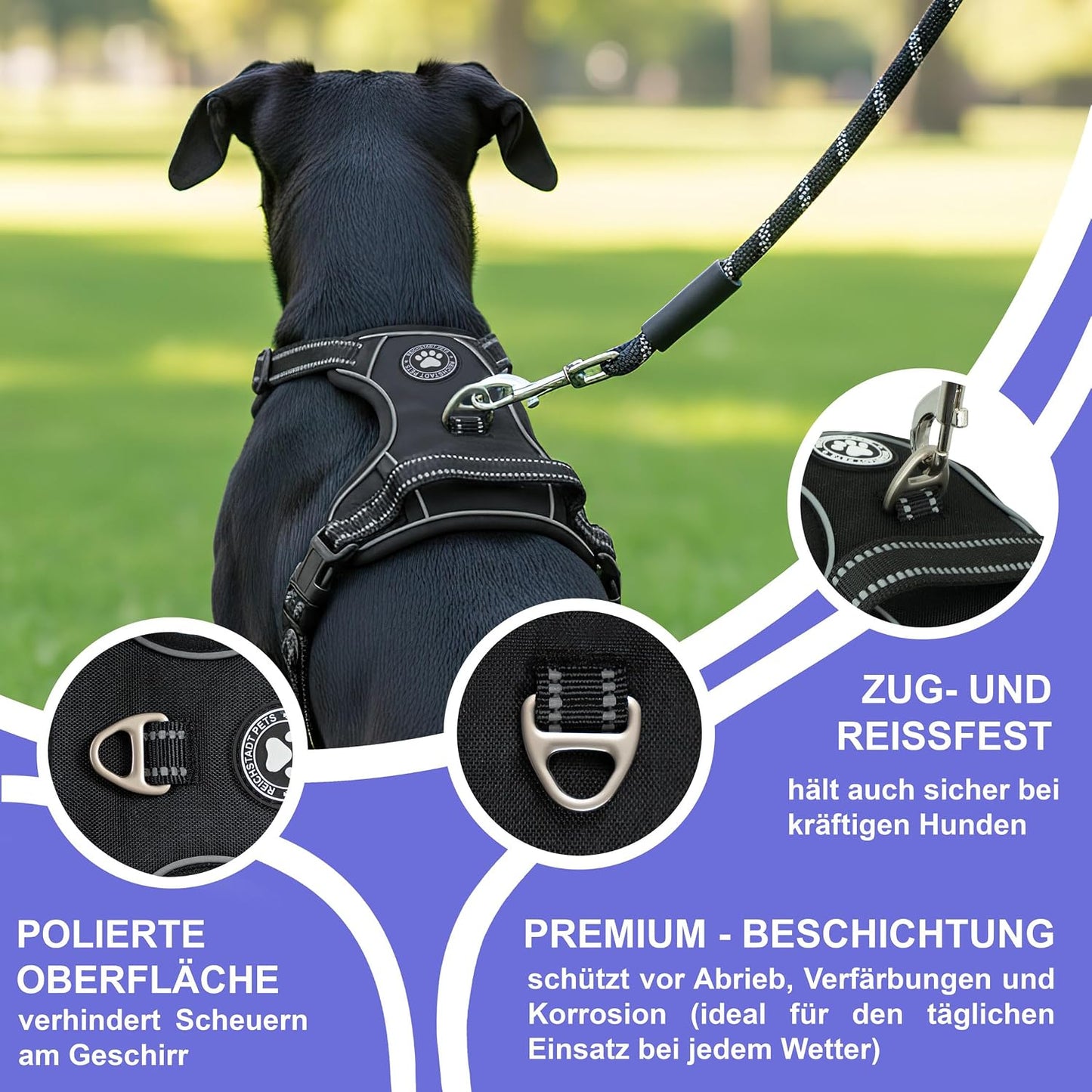 Verstellbares Hundegeschirr Mini, Schwarz - 01 XS