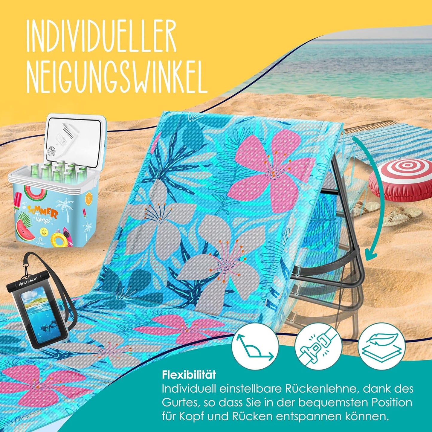 2er-Set klappbare Strandmatten, 2 Stück Hellblau