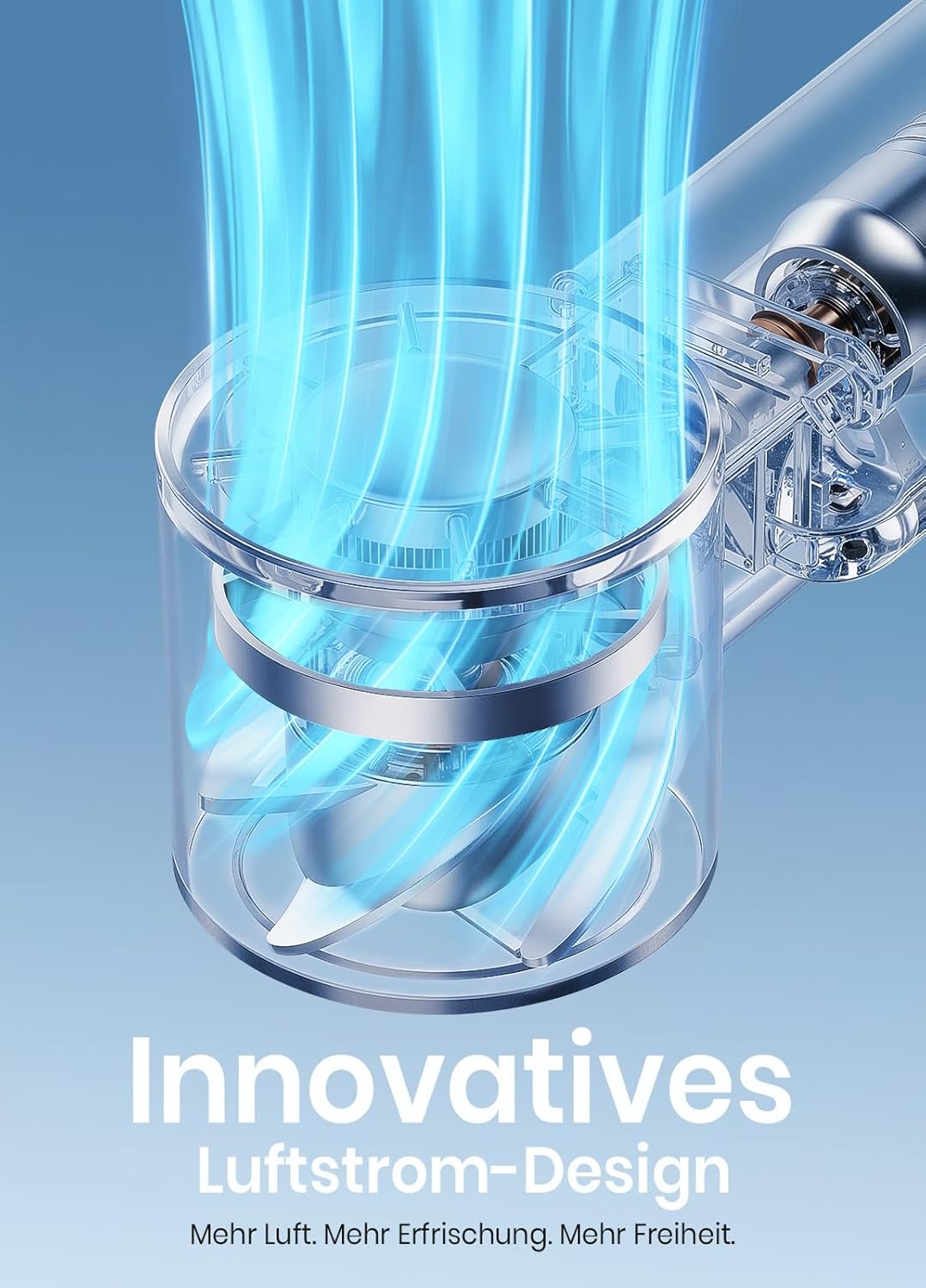 Handventilator mit LED-Display & Clip, Weiss