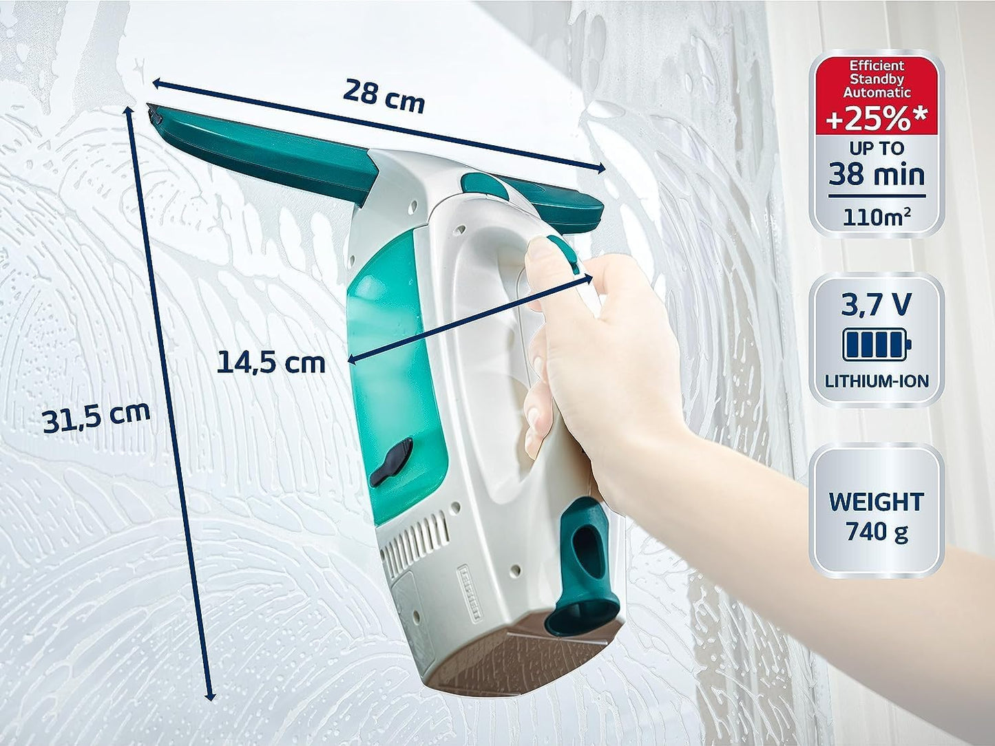 Set Fenstersauger Dry & Clean mit Stiel, Fenstersauger mit Stiel