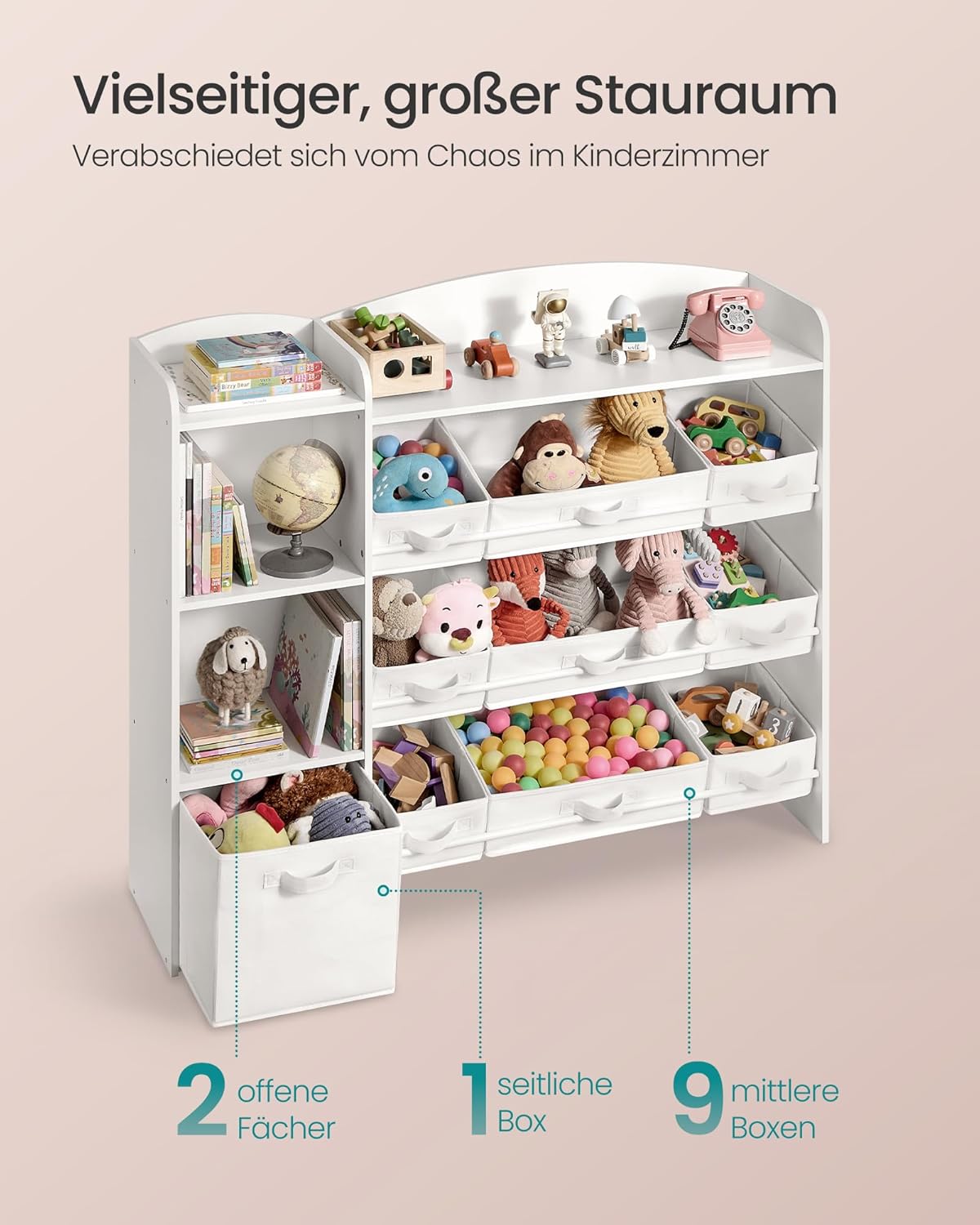 Kinder-Spielzeugregal mit Aufbewahrungsboxen (10-teilig), 2 Spalte (113W cm)