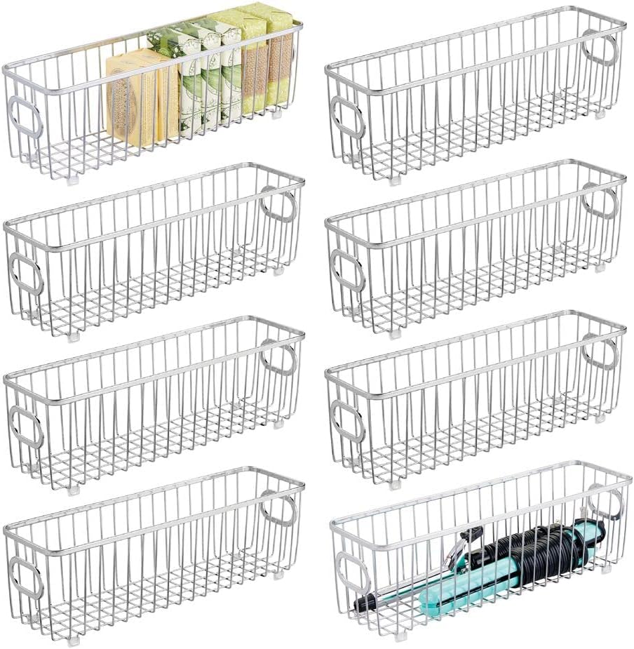8-teiliges Bad Organizer-Set, Silberfarben