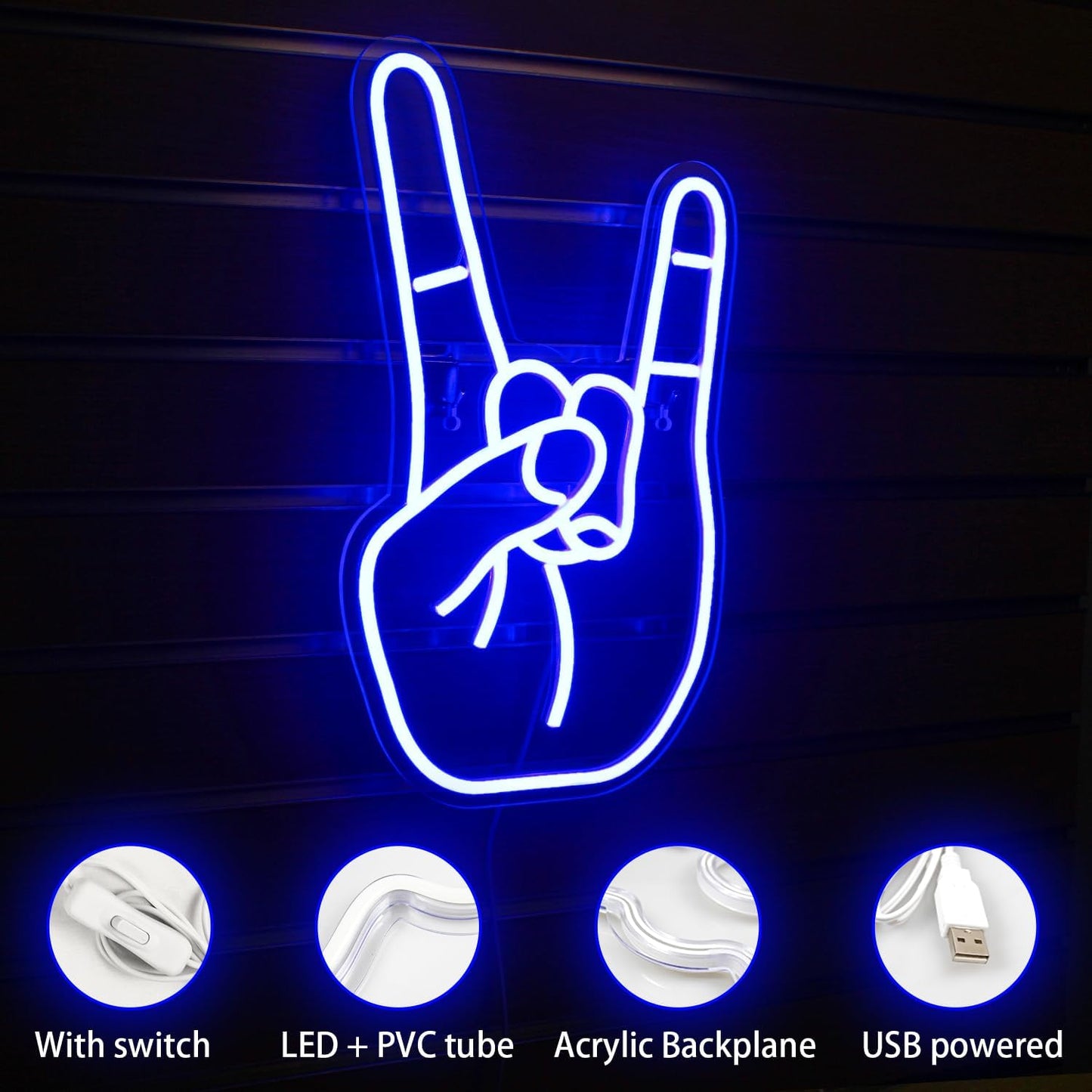 Neon Wanddeko Schild, Blue Gesture