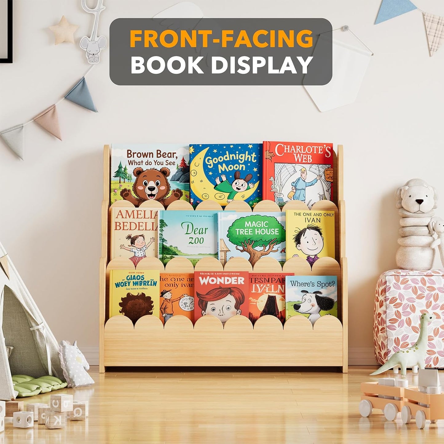 3-stufiges Bücherregal für Kinder, Natur 3 Tier, 78.15 CM 1
