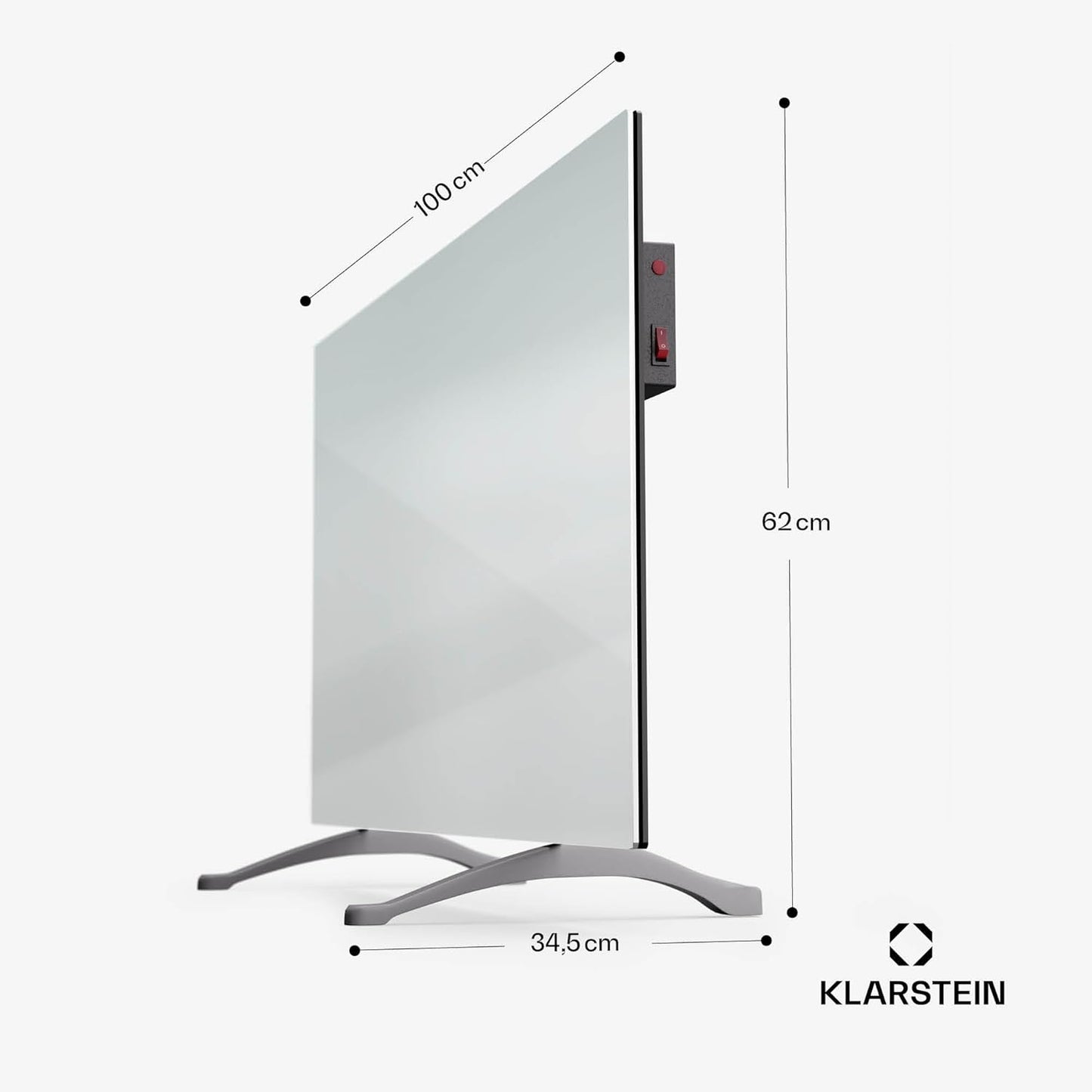 Marvel Mirror Infrarotheizung mit Thermostat und Spiegeloberfläche, 600 W Silber