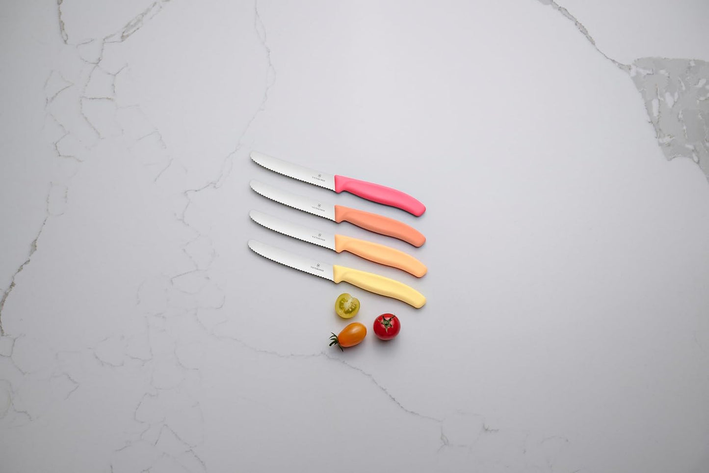 Swiss Classic Frühstücksmesser-Set mit Wellenschliff, Pink, Orange, Gelbtöne