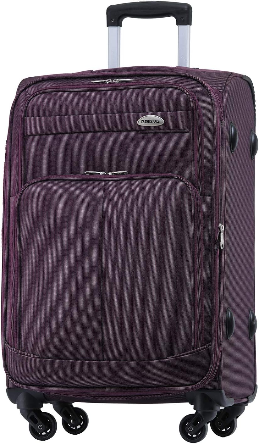 Leichter Stoffkoffer mit Dehnungsfuge für Handgepäck, Lila M-Handgepäck-54cm