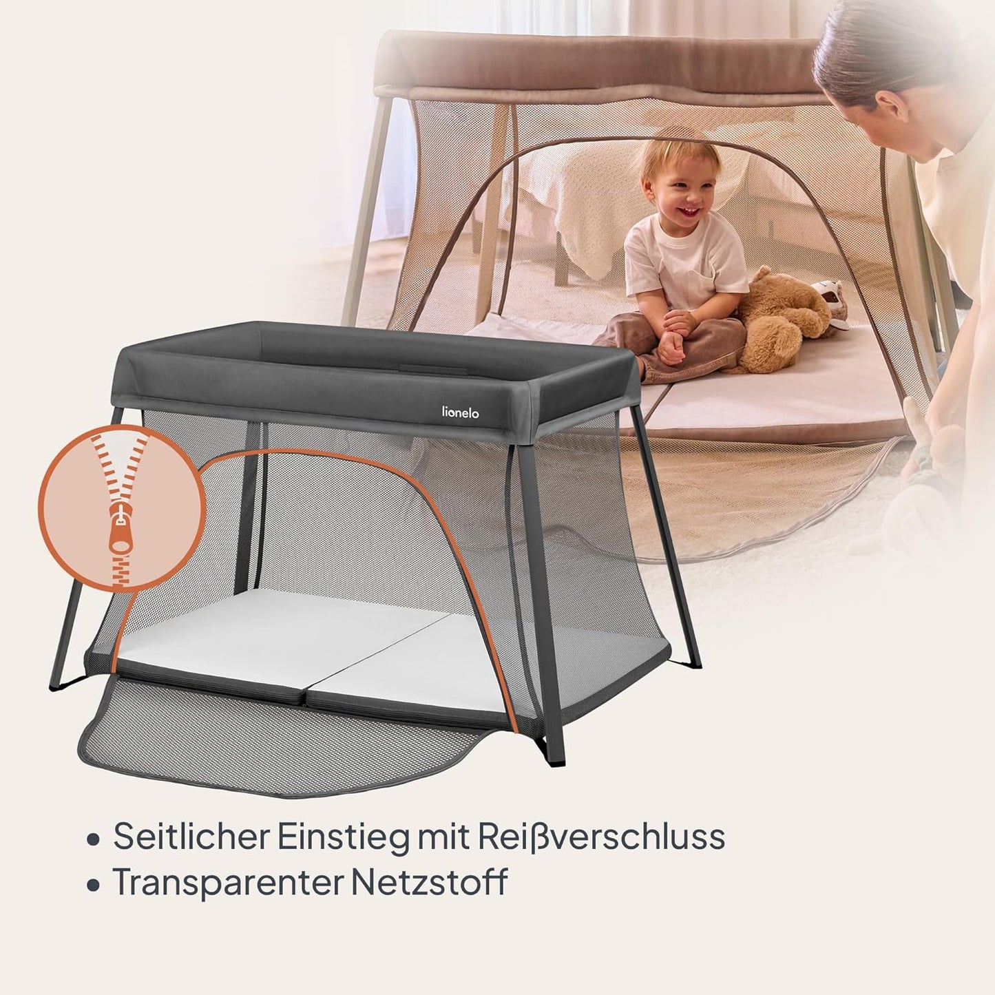 3-in-1 Reisebett Alice, Grau
