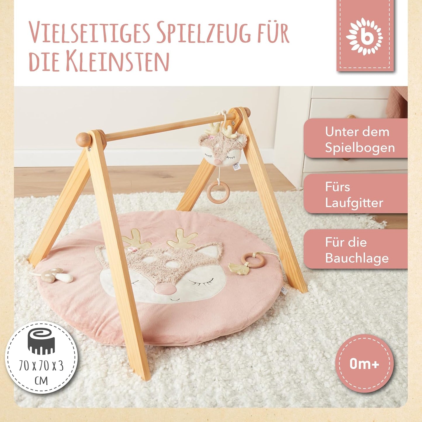 Runde Krabbeldecke für Spielbogen, Rosa