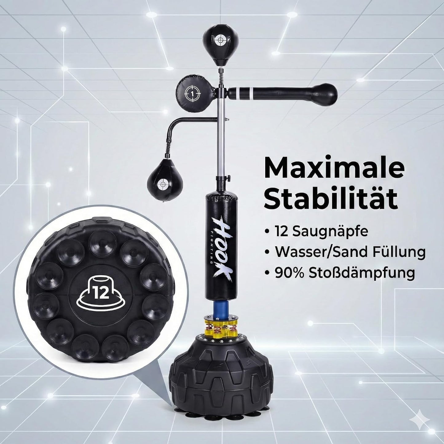 Freistehender Boxsack mit Reflexstange