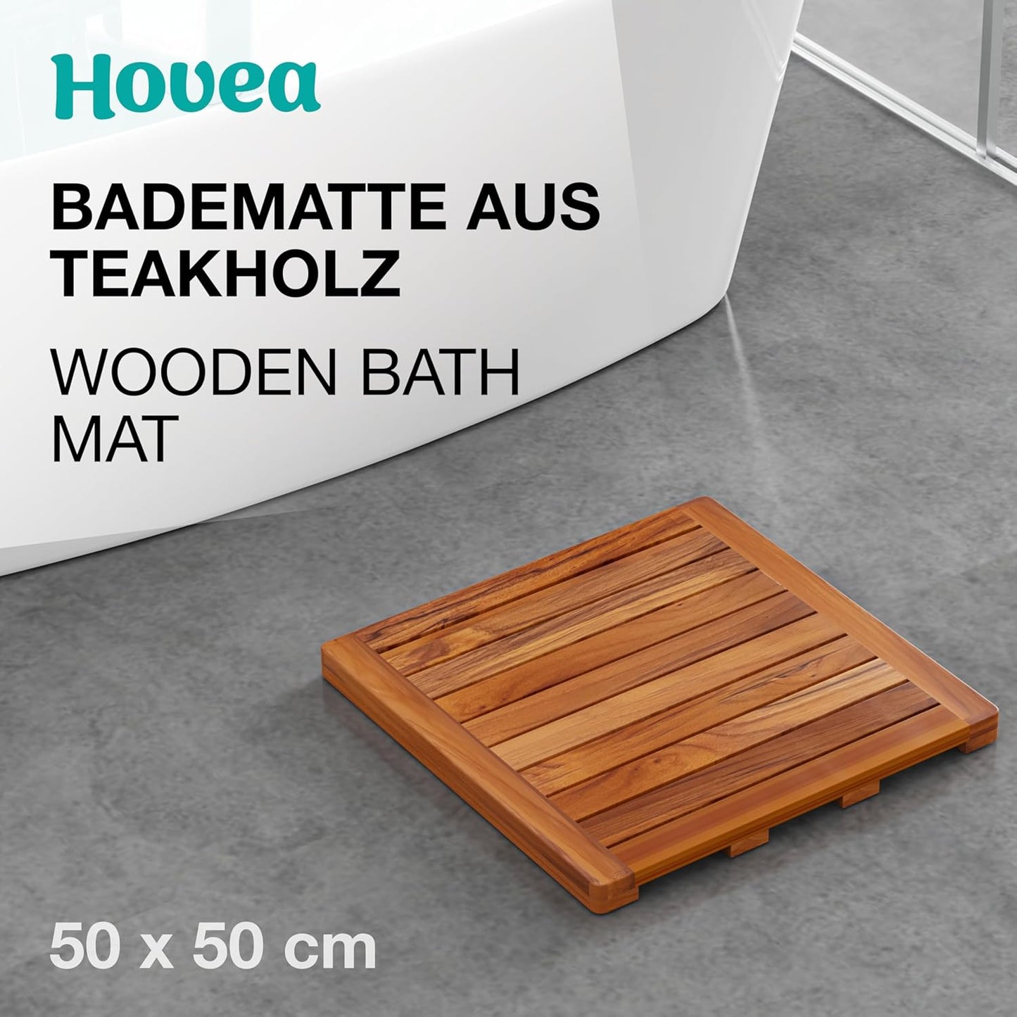Teakholz Badematte, 50x50 cm, 50 X 50 Cm