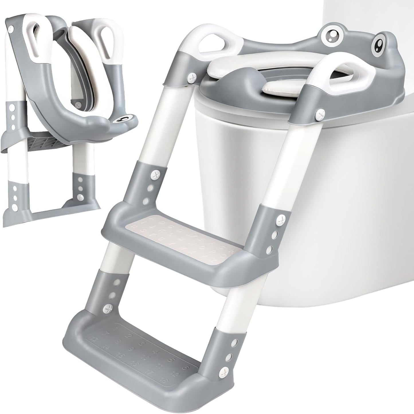 Toilettentrainer mit Treppe für Kinder, Grau